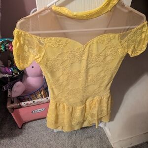 Elegant Yellow Lace Ice skating dress.